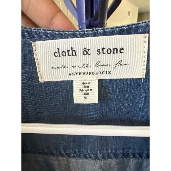 Cloth & Stone Chambray Denim Wide Leg Cropped Jumpsuit Women’s XS EUC - Picture 9 of 10